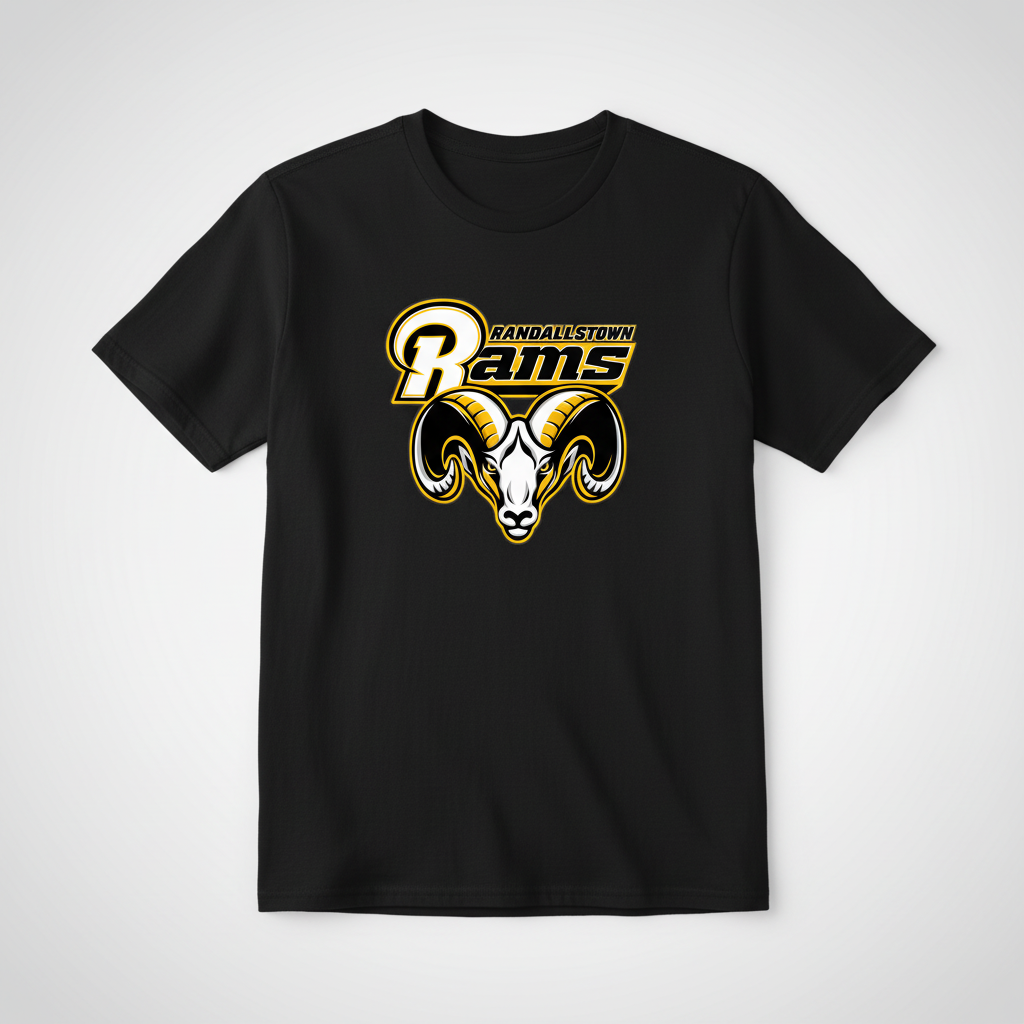 Black Randallstown Rams classic tee with centered ram logo