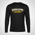 Black Randallstown Rams long-sleeve performance tee with school wordmark artwork