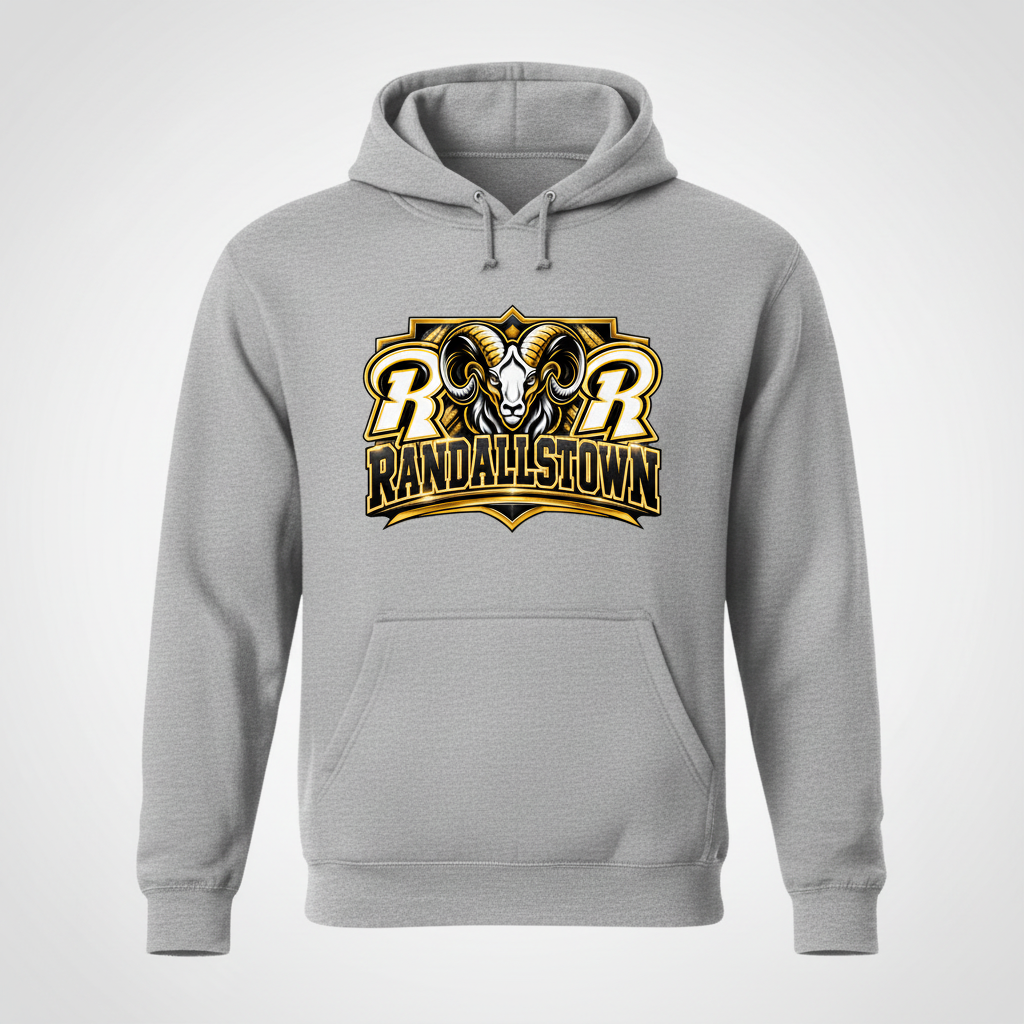 Sport-grey Randallstown Rams hoodie with a large centered power crest